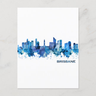 Brisbane Australia Skyline Blue Holiday Postcard