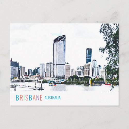 Brisbane Australia skyline funky modern travel Postcard