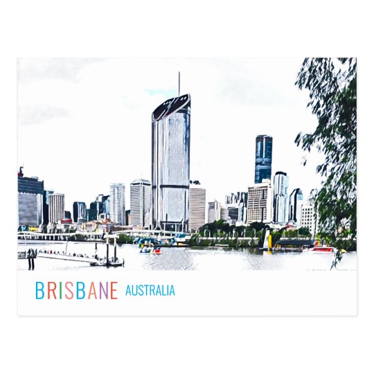 Brisbane Australia skyline funky modern travel Postcard