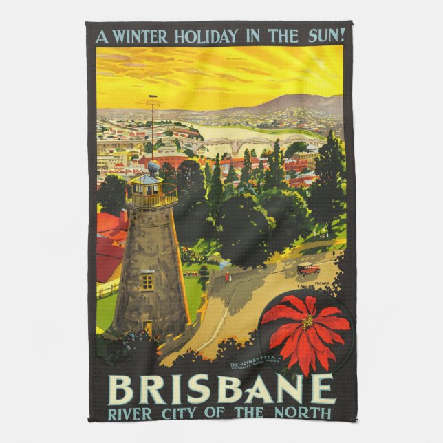 Brisbane Australia Tourism Poster Kitchen Towel (Vertical)