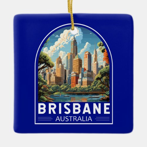 Brisbane Australia Travel Art Vintage Ceramic Ornament