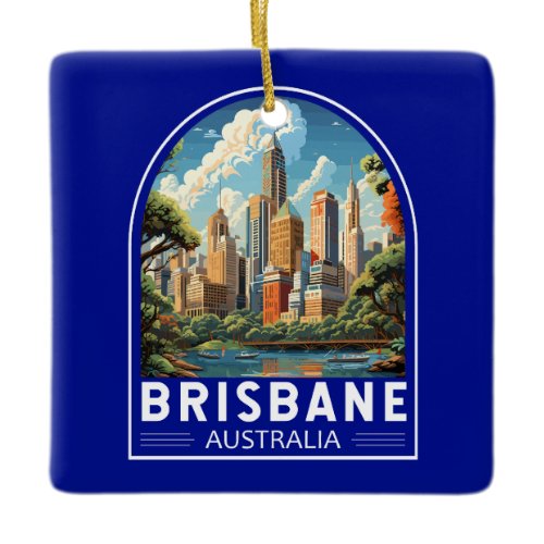 Brisbane Australia Travel Art Vintage Ceramic Ornament