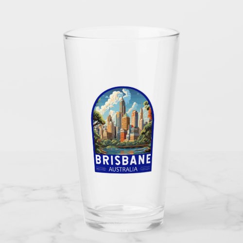 Brisbane Australia Travel Art Vintage Glass