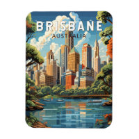 Brisbane Australia Travel Art Vintage