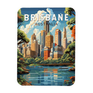 Brisbane Australia Travel Art Vintage Magnet