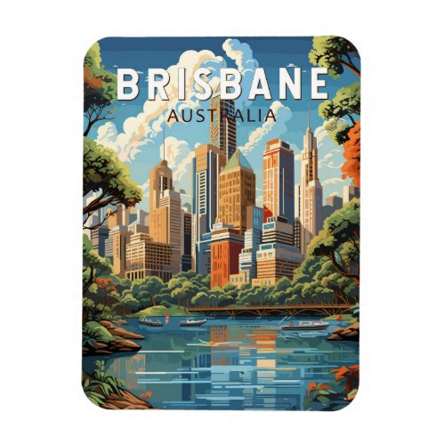 Brisbane Australia Travel Art Vintage Magnet