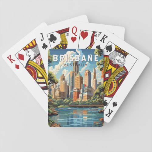 Brisbane Australia Travel Art Vintage Playing Cards