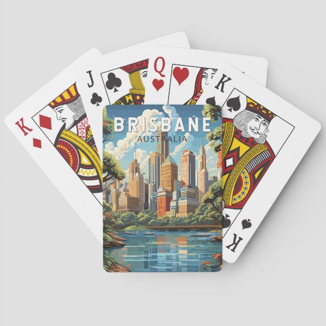 Brisbane Australia Travel Art Vintage Poker Cards (Back)