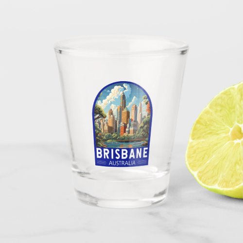 Brisbane Australia Travel Art Vintage Shot Glass