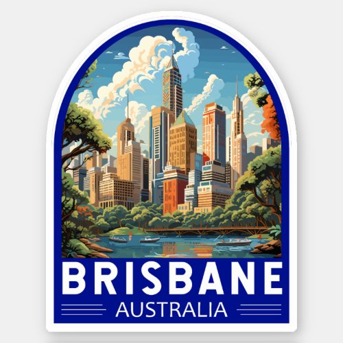 Brisbane Australia Travel Art Vintage Sticker