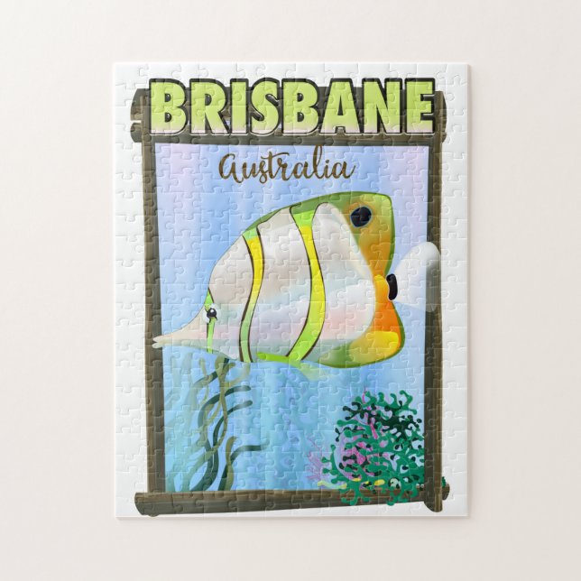 Brisbane Australia Tropical travel poster Jigsaw Puzzle (Vertical)
