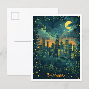 Brisbane Australia Vintage Travel Illustration Postcard
