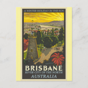 Vintage Brisbane Australia Travel Poster Print