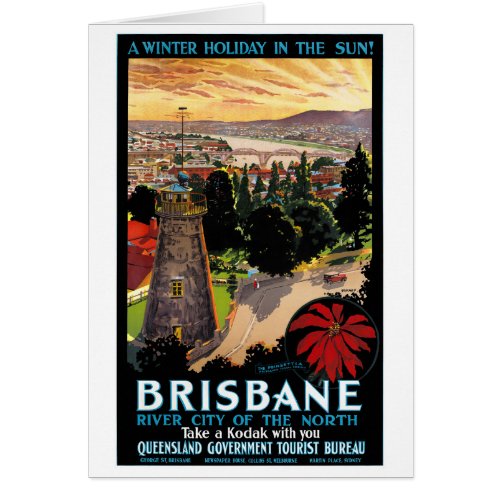 Brisbane Australia Vintage Travel Poster Restored