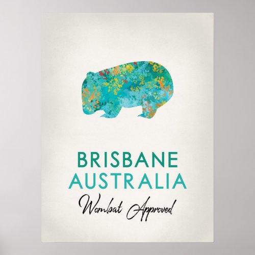 Brisbane Australia Wombat Poster