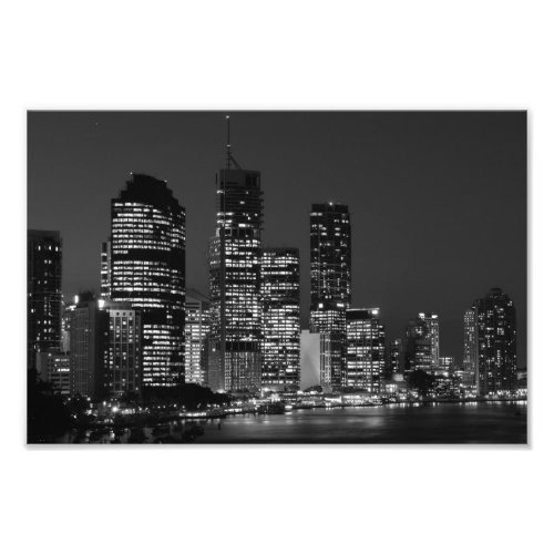 Brisbane City Night _ Black and White Photo Print