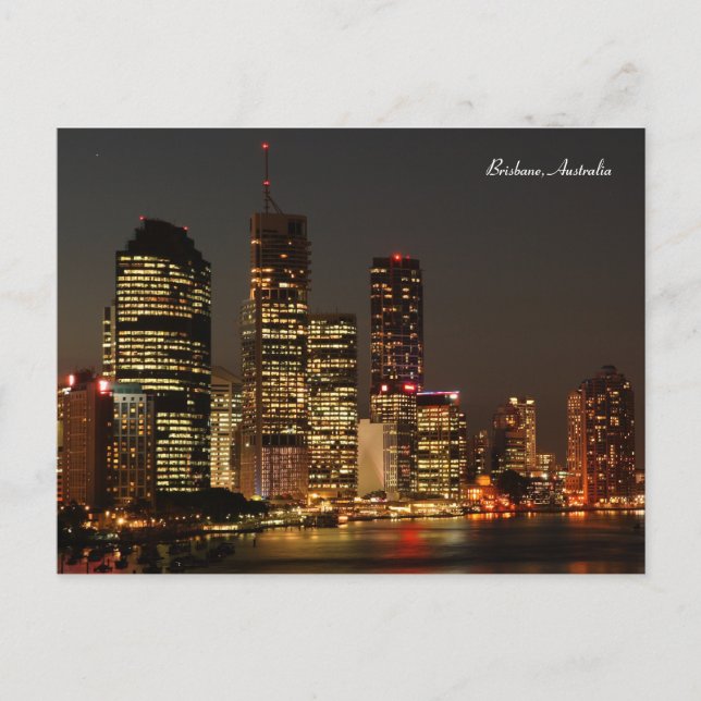 Brisbane City, Night Skyline, Austraila Postcard (Front)