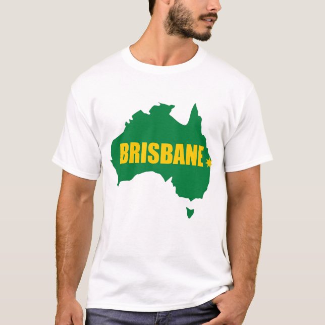 Brisbane Green and Gold Map T-Shirt (Front)