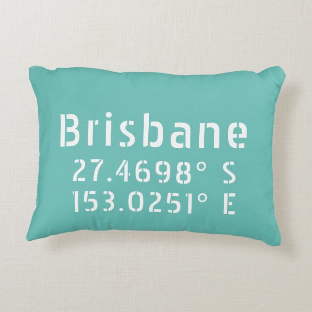Brisbane Latitude Longitude Accent Pillow (Back)