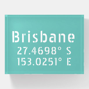 Brisbane Latitude Longitude Paperweight