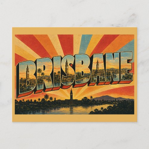 Brisbane Queensland Riverside City Vintage Art Postcard