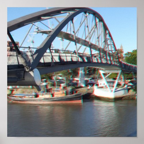 Brisbane River Pedestrian Crossing in 3D Anaglyph Poster