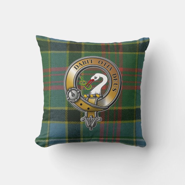 Brisbane Tartan & Badge Throw Pillow (Front)