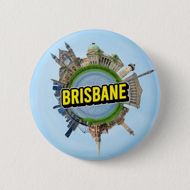 Brisbane tiny little planet landmark architecture  button (Front)