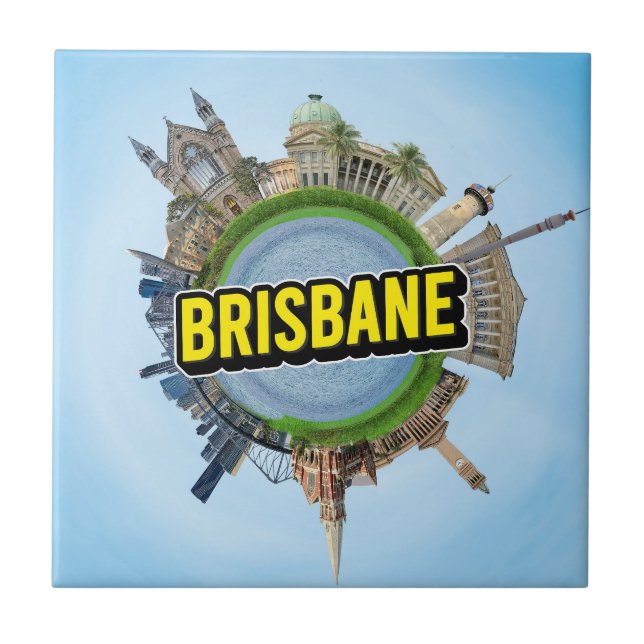 Brisbane tiny little planet landmark architecture  ceramic tile (Front)