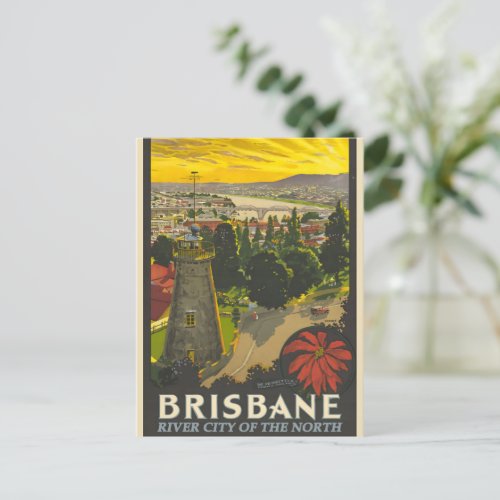 Brisbane vintage poster postcard