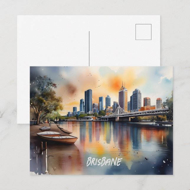 Brisbane watercolor art postcard (Front/Back)