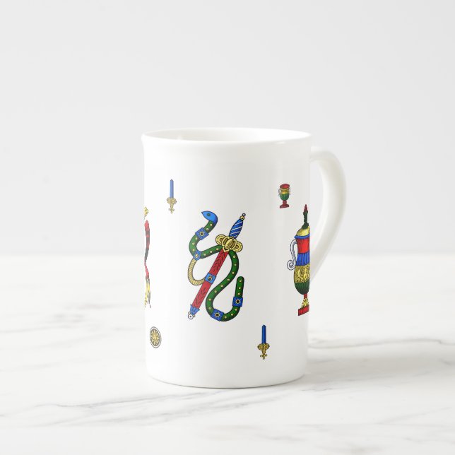 Briscola Aces - Italian Card Design Bone China Mug (Front Right)
