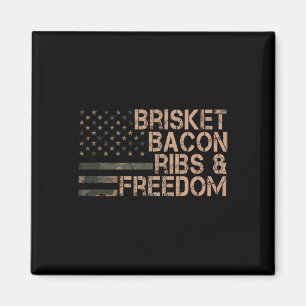 Brisket Bacon Ribs And Freedom Grill Bbq Funny Mea Magnet