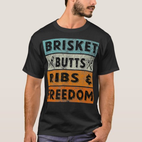 Brisket Butts Ribs and Freedom BBQ Vintage chef  T_Shirt