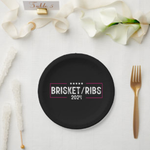 Brisket Ribs 2024 BBQ Barbecue Political Election Paper Plates