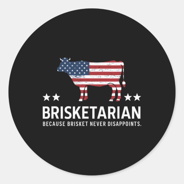 Brisketarian Brisket Bbq Meat Humor Bbq Men  Classic Round Sticker (Front)