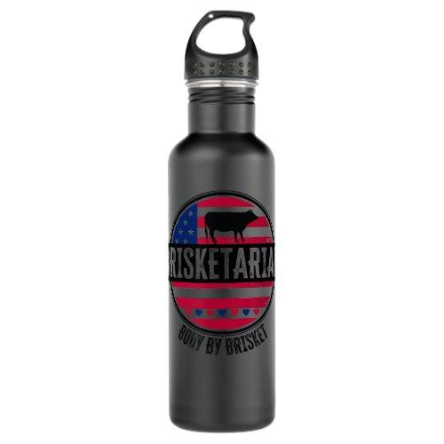 Brisketarian USA Body By Brisket Grillermoking BBQ Stainless Steel Water Bottle