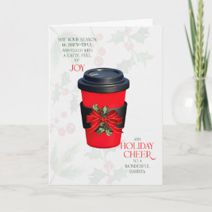Brista Latte Full of Joy Coffee Cup Seasonal Cheer Holiday Card