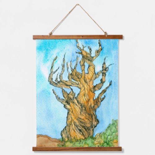 Bristlecone Pine Tree Desert Ink Watercolor Art Hanging Tapestry