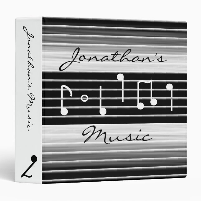 Bristles Musical Notes Personalized 3 Ring Binder (Front/Spine)