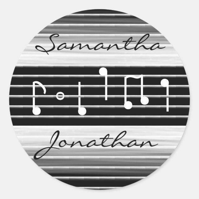 Bristles Musical Notes Personalized Classic Round Sticker (Front)