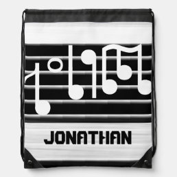 Bristles Musical Notes Personalized Drawstring Bag