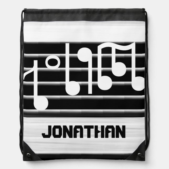 Bristles Musical Notes Personalized Drawstring Bag (Front)