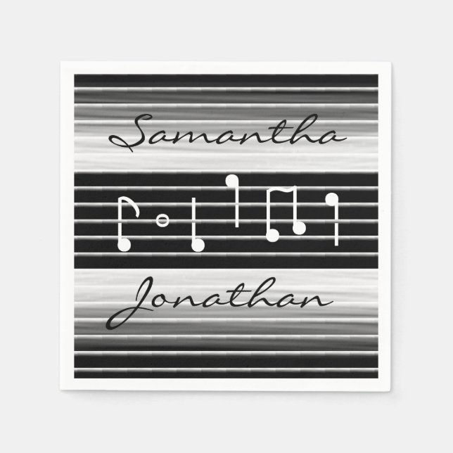 Bristles Musical Notes Personalized Paper Napkins (Front)