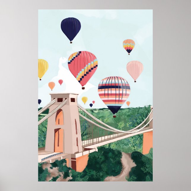 Bristol Art Print, Hot Air Balloon Wall Art, Clift Poster (Front)