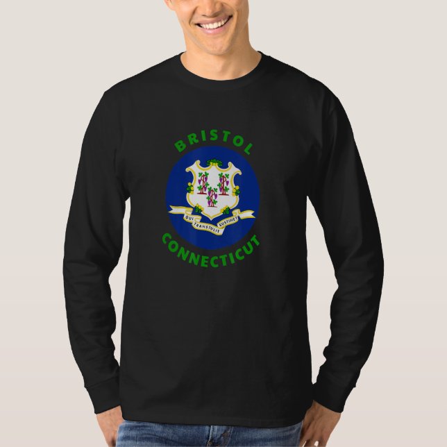 Bristol Connecticut CT Flag Badge Roundlet Souveni T-Shirt (Front)