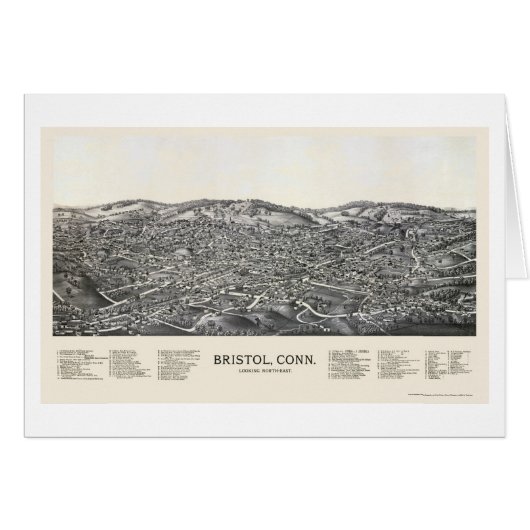 Bristol, CT Panoramic Map - 1889 Cards (Front Horizontal)