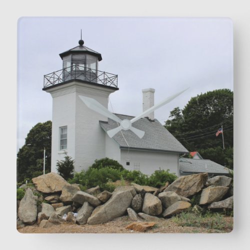 Bristol Ferry Lighthouse Rhode Island Square Wall Clock