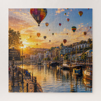 Bristol Harbor Balloons at Golden Sunset Jigsaw Puzzle