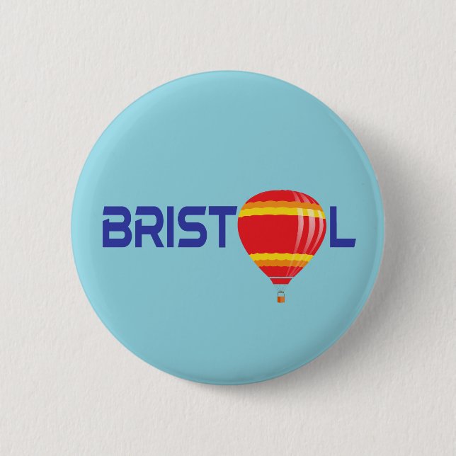 Bristol Hot Air Balloon Typographic Design Button (Front)